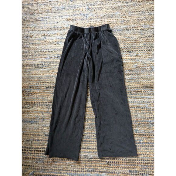 Steve Madden Velvet Pants S Black Flared High Rise Dress Casual Soft Y2K Baddie - Picture 2 of 7